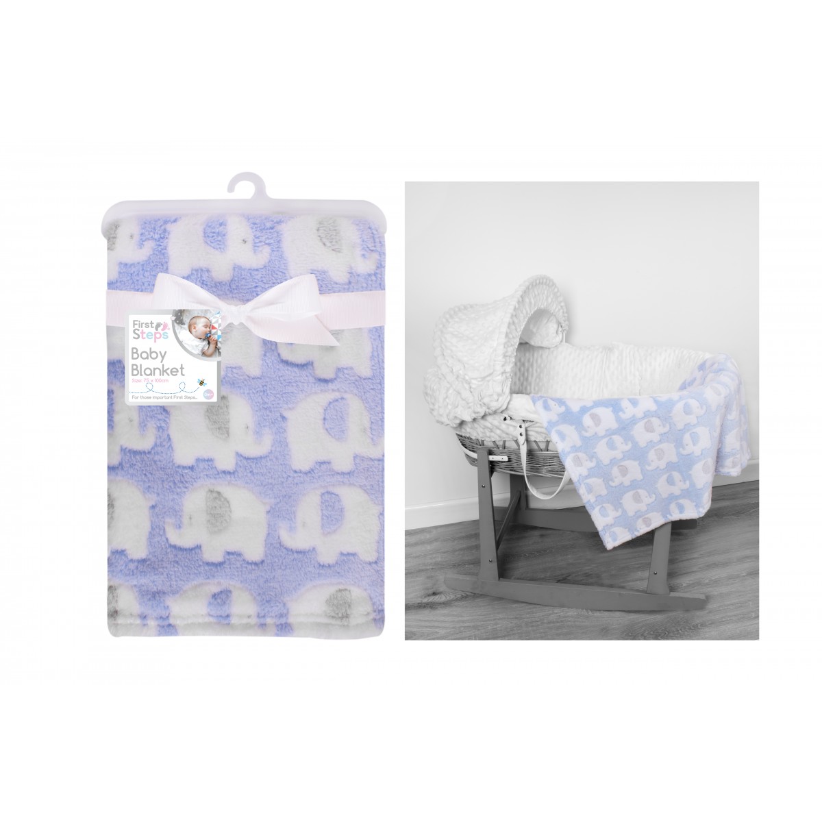 75 x 100 cm Design mit Elefanten Newborn First Steps Baby Fleece-Decken 
