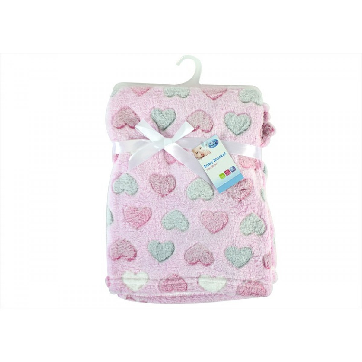 First Steps Super Soft Baby Blankets 75x100cm 100%Polyester Blue,Pink & Cream 