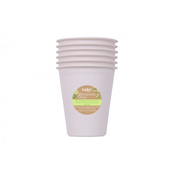 Bello BIODEGRADABLE BAGASSE CUPS 8OZ 6 PACK