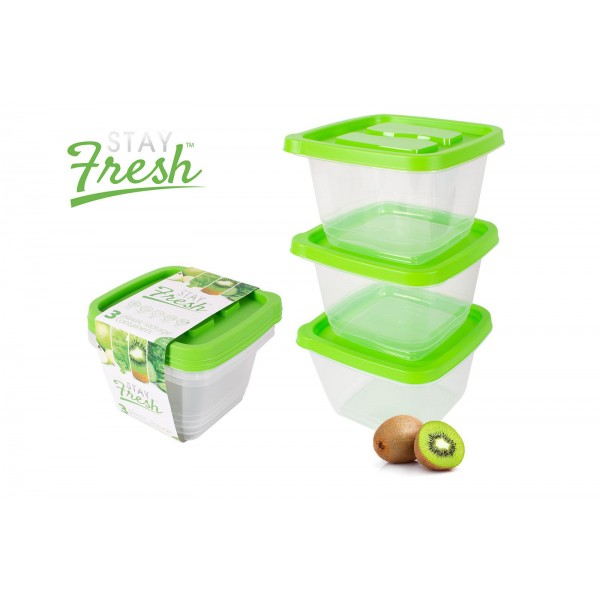 Stay Fresh FOOD STORAGE CONTAINERS SQUARE 1.4L 3 PACK