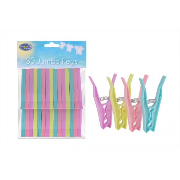 Royle Home JUMBO PEGS 30 PACK 4 ASSORTED COLOURS