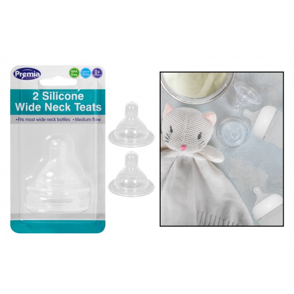 WIDE NECK SILICONE TEAT 2 PACK