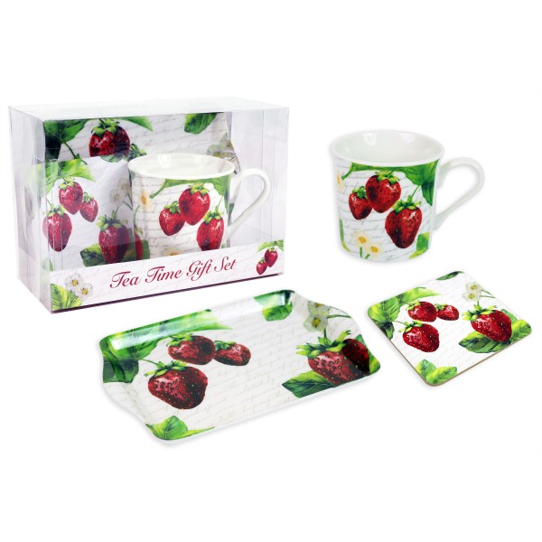 Mad About Mugs Mug Tray & Coaster Set Strawberry Design