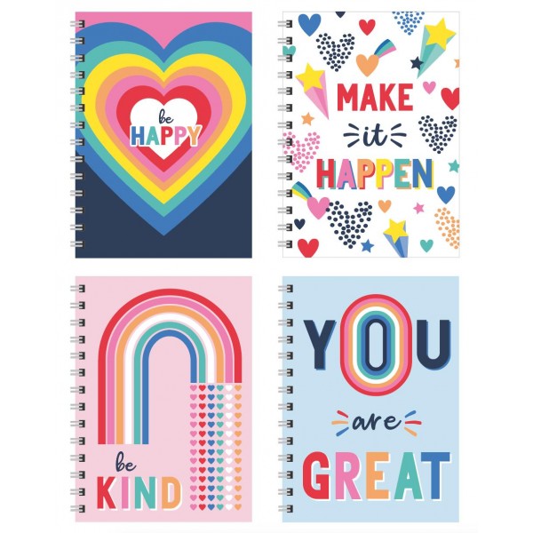 Fashion Stationery A6 RAINBOW NOTE BOOK 4 ASSORTED DESIGNS 