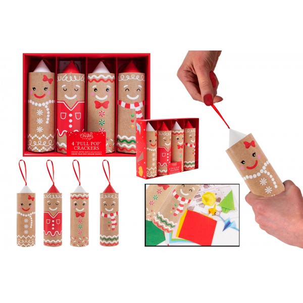 4 PULL POP GINGERBREAD 6.5" CRACKERS