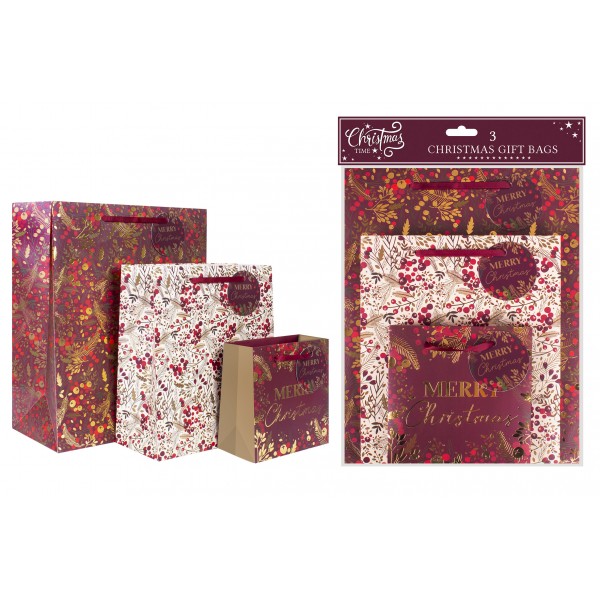 MULBERRY GIFT BAGS 3 PACK 3 ASSORTED DESIGNS