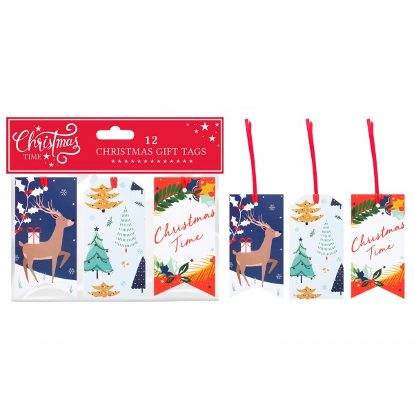 CHRISTMAS TIME TAG 2 PACK 3 ASSORTED DESIGNS