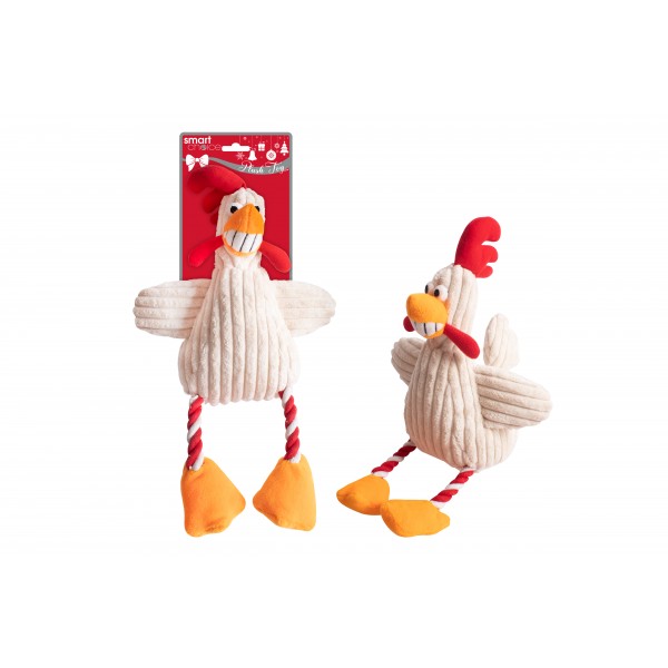 World of pets PLUSH & ROPE CHICKEN DOG TOY 33CM