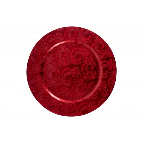Harvey & Mason Red Embossed Charger Plate 33cm