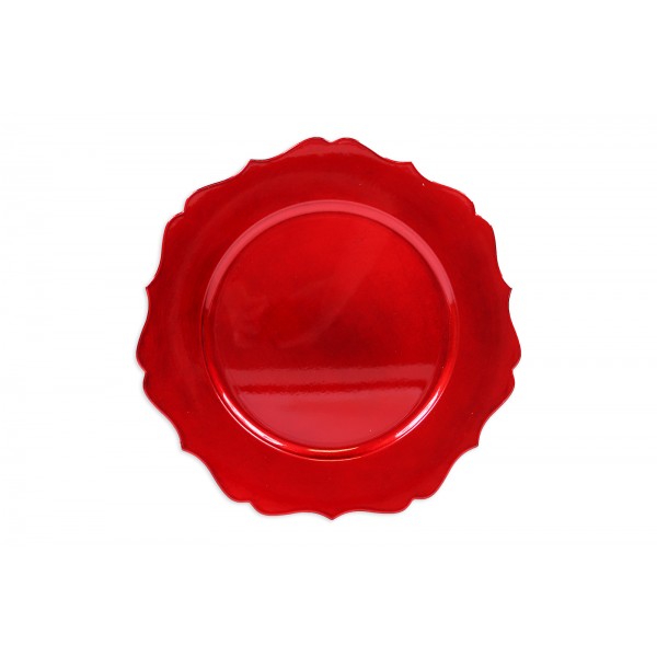 RED SHAPED CHARGER PLATE 33CM