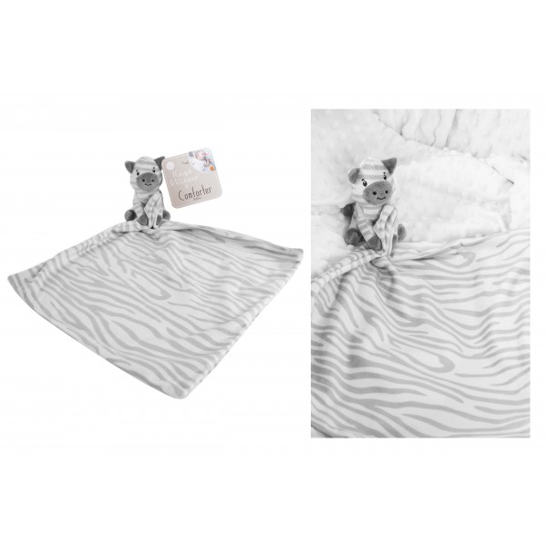 Hugs & Kisses Baby Comforter 30x30cm Zebra Design