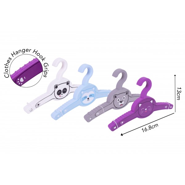 RSW Kids Clothes Hangers 4 Pack 4 Assorted Designs