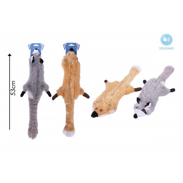 World of pets Double Squeak Plush Dog Toy 2 Assorted Designs