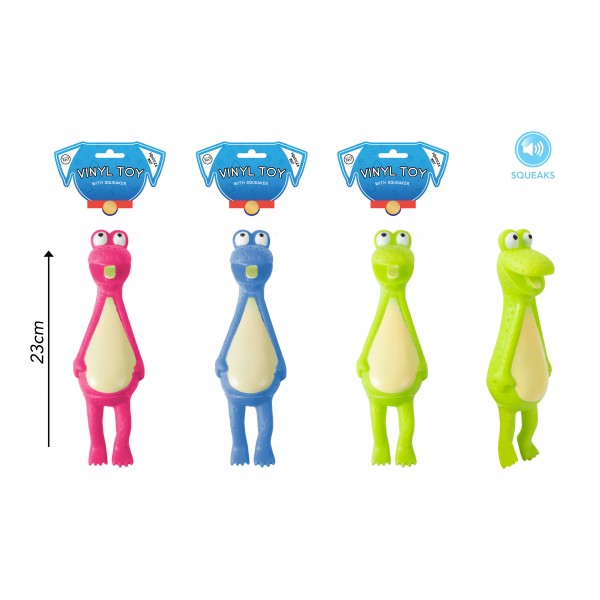 World of pets VINYL FROG DOG TOY 3 ASSORTED COLOURS