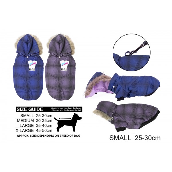 World of pets Small Dog Coat With Detachable Hood 2 Asstd Colour