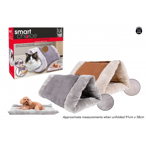 Smart Choice COSY CAVE TUNNEL CAT BED & MAT 2 ASSORTED COLOURS
