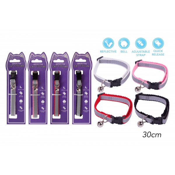 REFLECTIVE CAT COLLAR 4 ASSORTED COLOURS