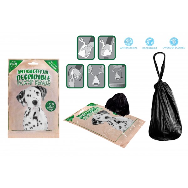 World of pets Antibacterial Degradable Dog Poop Bags 125 Pack