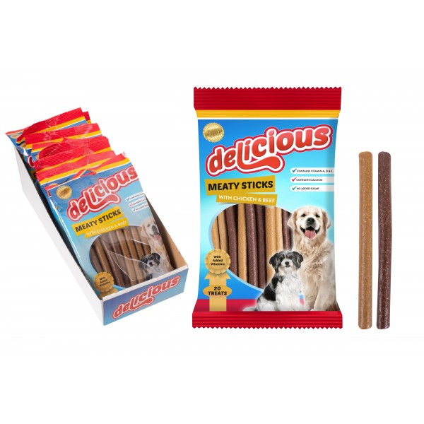 World of pets Meaty Chicken & Beef Sticks 20pack 200g (with Pdq)