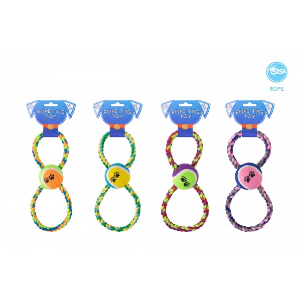 ROPE TUG DOG TOY 4 ASSORTED COLOURS