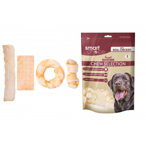 Smart Choice RAWHIDE & CHICKEN CHEW SELECTION DOG TREAT 8 PACK