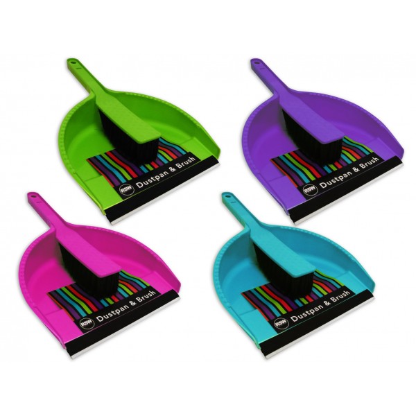 Brights Kitchenware DUSTPAN & BRUSH 4 ASSORTED COLOURS