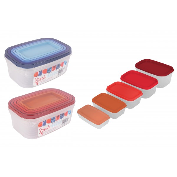 Stay Fresh FOOD STORAGE CONTAINER 5 PACK 2 ASSORTED COLOURS