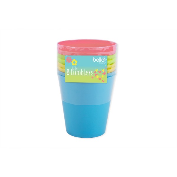 Bello KIDS TUMBLERS 200ML 8 PACK 4 ASSORTED COLOURS