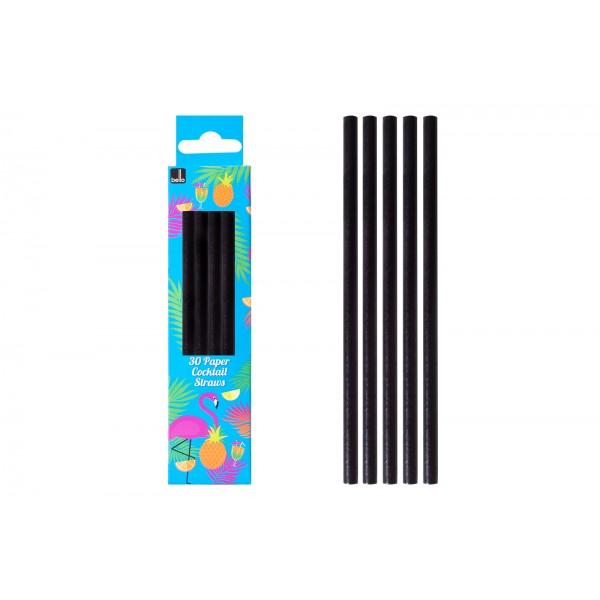 Bello PAPER COCKTAIL DRINKING STRAWS 30 PACK BLACK
