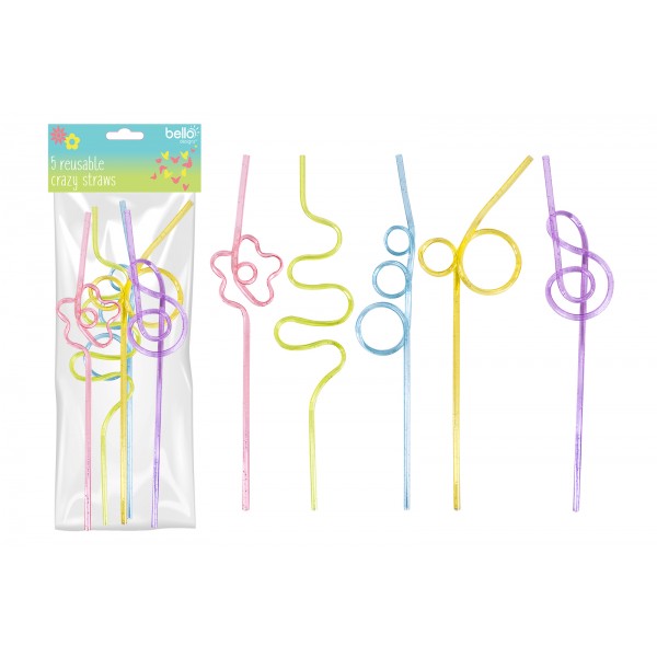 Bello CRAZY STRAWS WITH GLITTER 5 PACK 