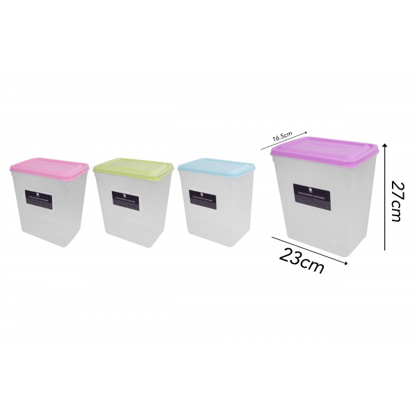 Living Colour TALL FOOD STORAGE BOX 6LTR 4 ASSORTED COLOURS