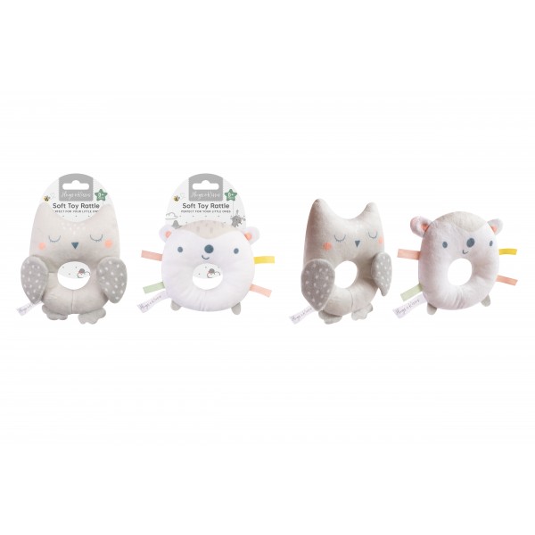 Hugs & Kisses Plush Toy With Rattle 2 Assorted Designs