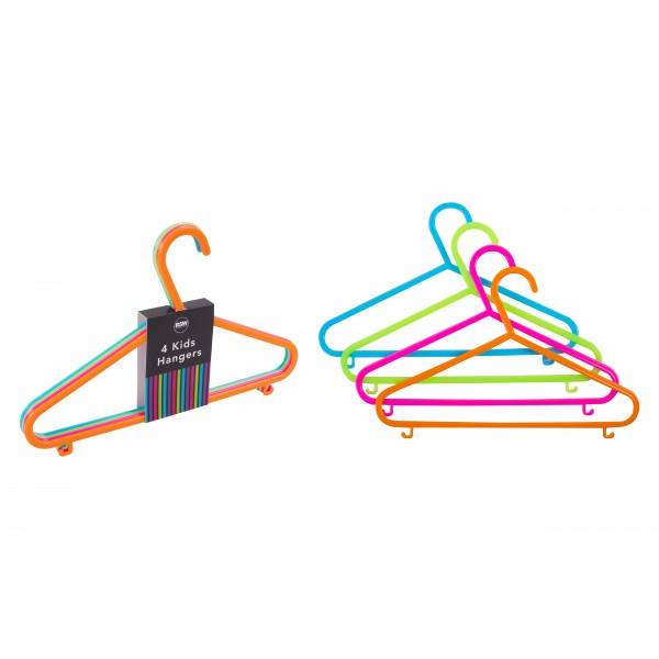 RSW Kids Coat Hangers 4 Pack 4 Assorted Colours