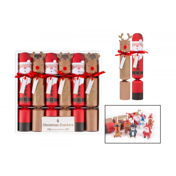 Harvey & Mason 6 x 12" Santa & Rudolph Crackers