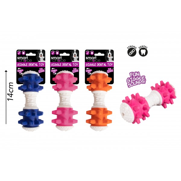 DENTAL DUMBELL DOG TOY WITH GIGGLE NOISE