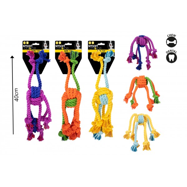 SPIDER ROPE TUG DOG TOY 3 ASSORTED COLOURS