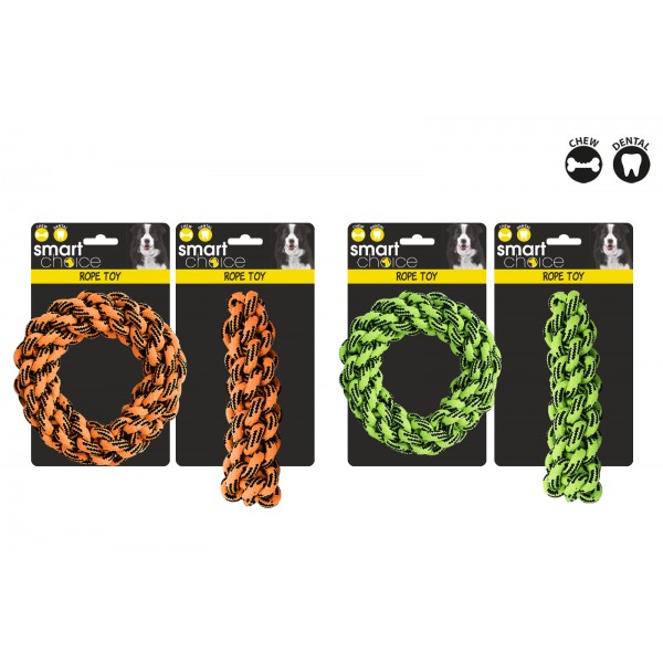 BRAIDED ROPE TUG DOG TOY 2 ASSORTED DESIGNS