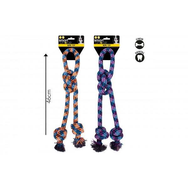 DOUBLE KNOT ROPE TUG DOG TOY 2 ASSORTED COLOURS