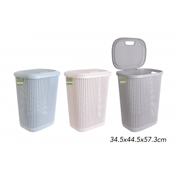 LAUNDRY BASKET WITH LID 65X44CM SILVER