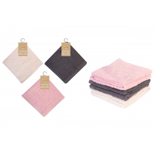 FACE CLOTHS 2 PACK 3 ASSORTED COLOURS