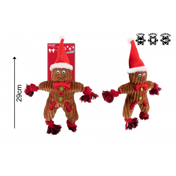 GINGERBREAD MAN ROPE DOG TOY 29X29CM