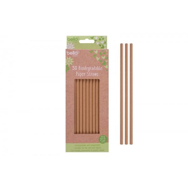 PAPER DRINKING STRAWS 50 PACK BROWN