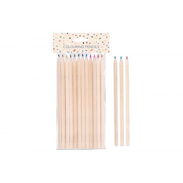 NATURAL HEX SHAPE COLOURING PENCILS 12 PACK