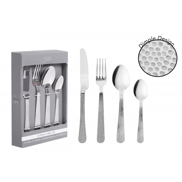 CUTLERY SET 16PC HAMMERED FINISH