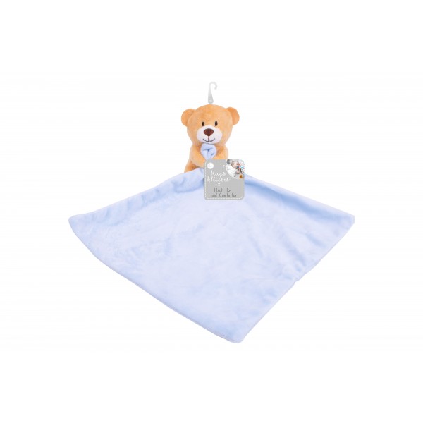PLUSH TOY AND COMFORTER BLANKET 24X24CM BLUE