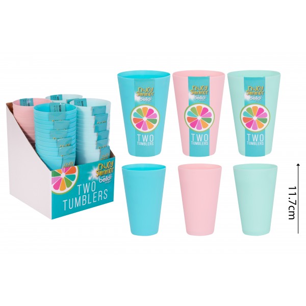 PICNIC TUMBLERS 14OZ 2 PACK 3 ASSORTED COLOURS
