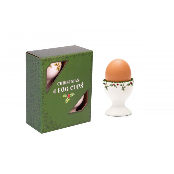 CHRISTMAS HOLLY SET OF 4 EGG CUPS