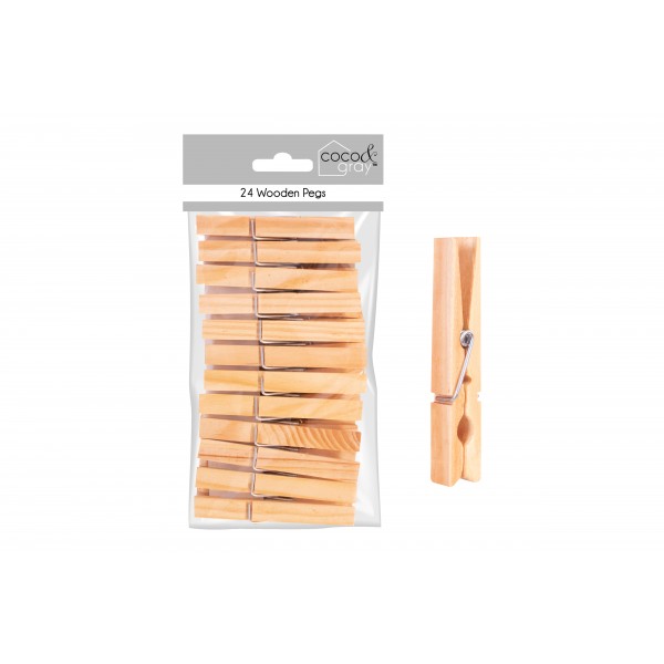WOODEN LAUNDRY SPRING CLOTHES PEGS 36 PACK