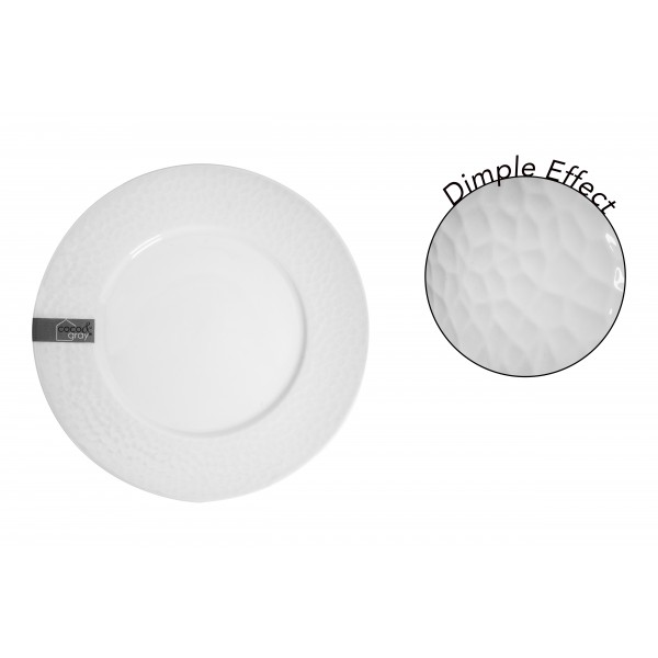 WHITE RIM SHAPE DINNER PLATE WITH HAMMERED FINISH 