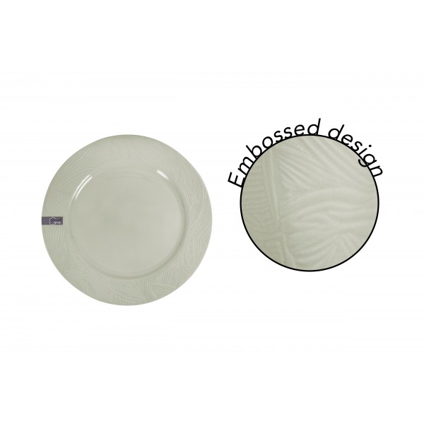 STONEWARE SIDE PLATE EMBOSSED GREEN 20CM
